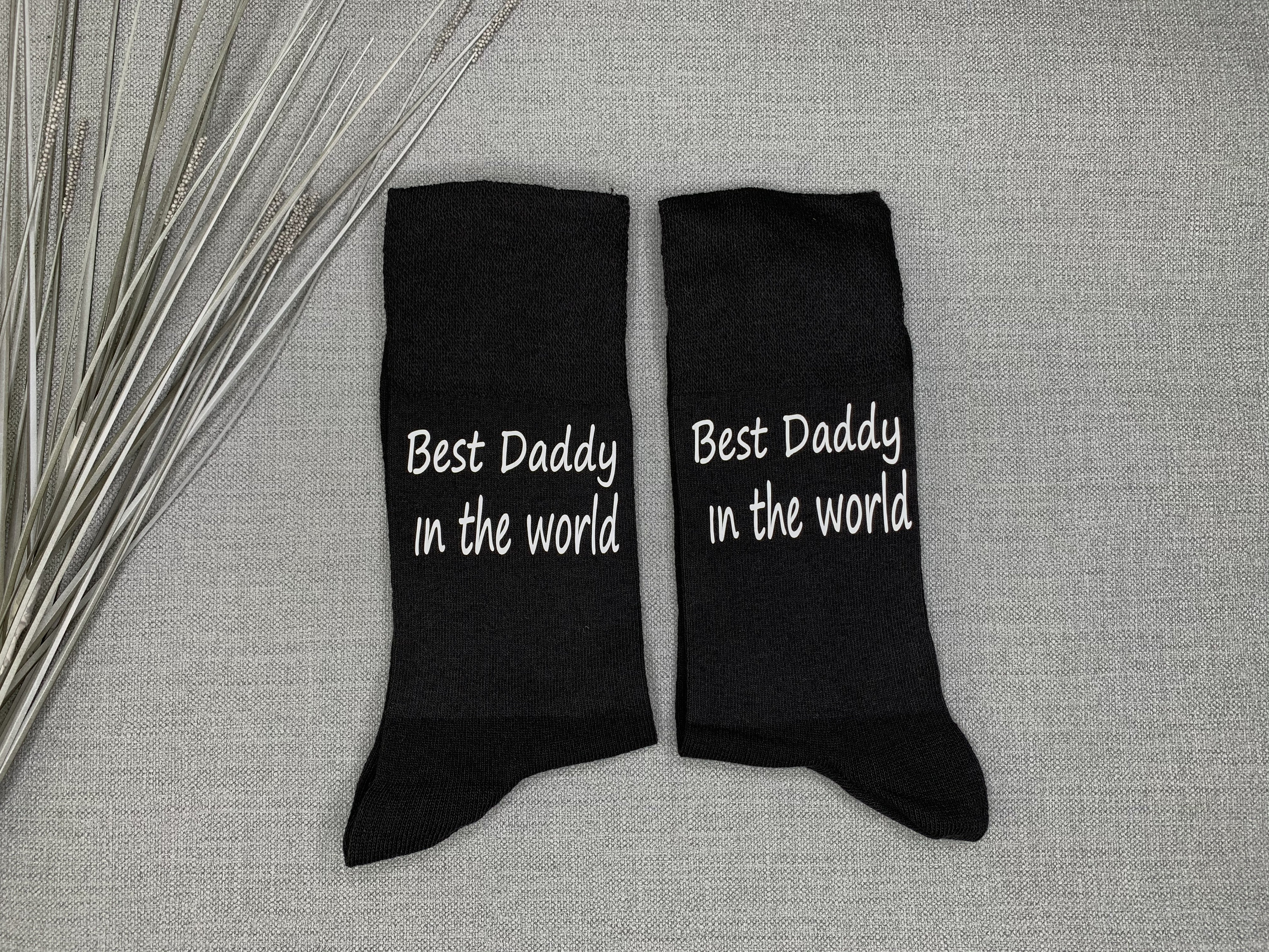 Image of Best Daddy in The World Vinyl Printed Black Socks Birthday Dad Fathers Day Christmas Gift
