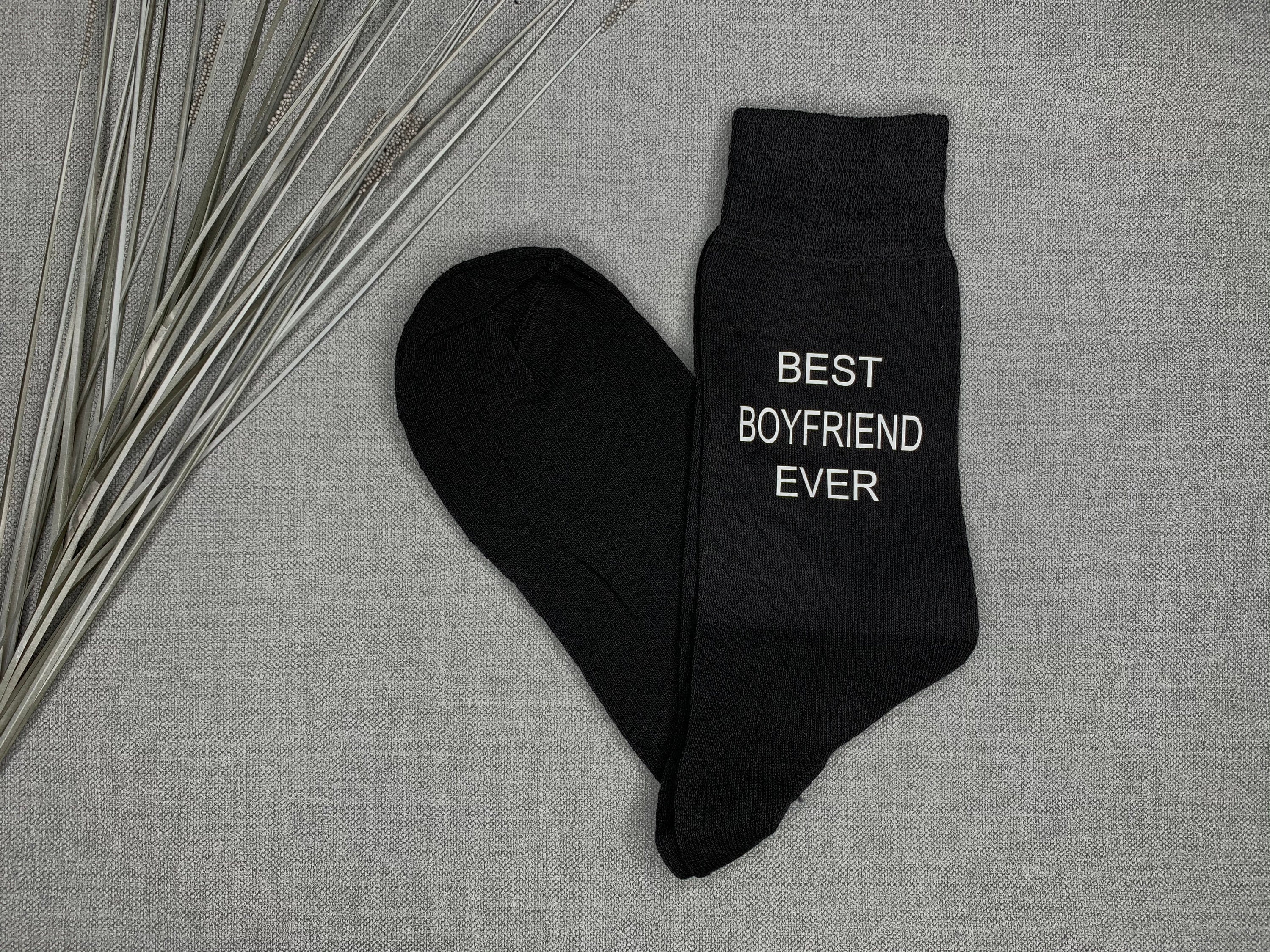 Image of Best Boyfriend Ever Mens Black Socks Vinyl Printed Birthday Gift Christmas Valentine Novelty