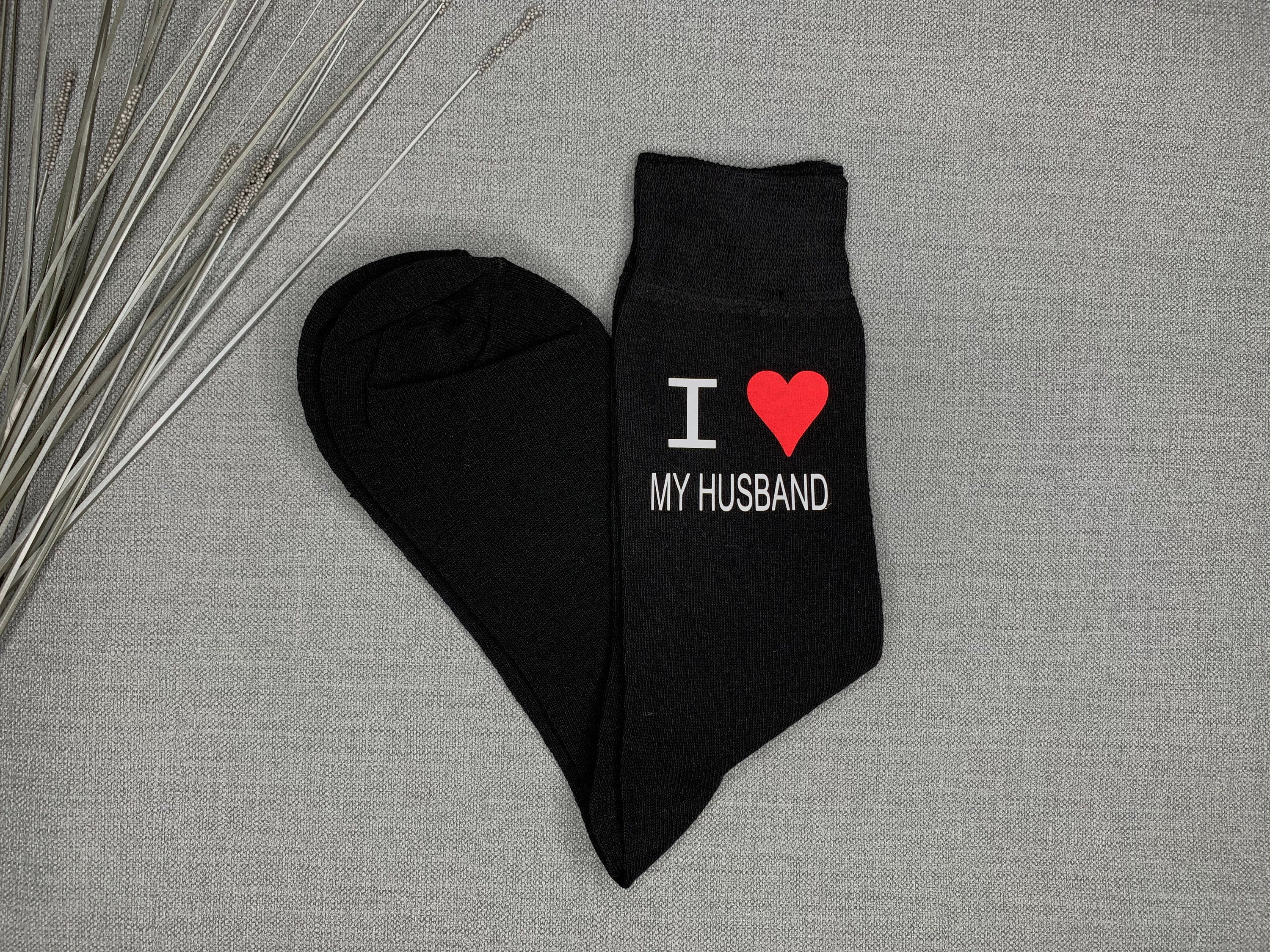Image of I Love My Husband Men's Black Novelty Socks Christmas Gift Birthday Secret Santa Stocking Filler From Husband