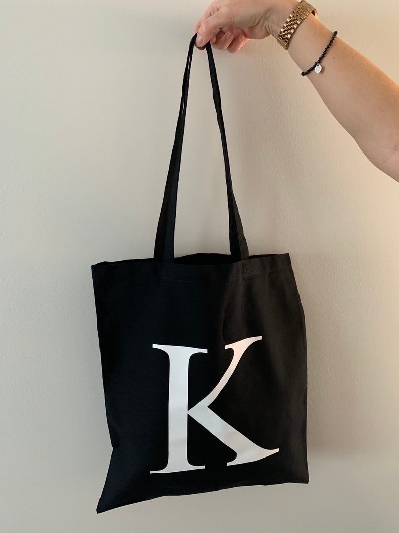 Personalised Alphabet Tote Bag Any Letter Tote Bags Personalised Custom Printed Tote Bag Xmas Gift Personalised Black Tote Bag