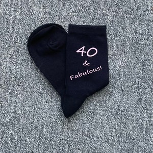 40 and Fabulous Socks 40th Birthday Socks Ladies Navy Socks with Pink Vinyl Print Gift Birthday Gift