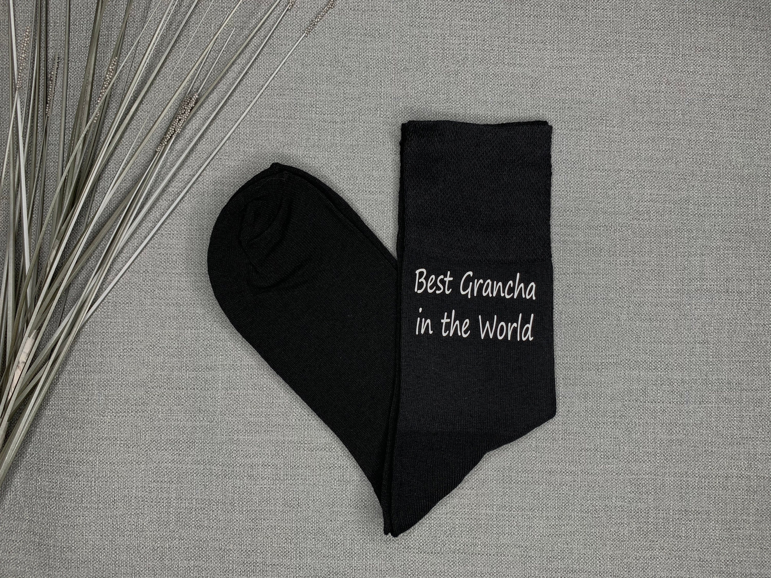 Image of Best Grancha in The World Mens Black Vinyl Printed Socks Fathers Day Gift Grandfather Christmas Grandad