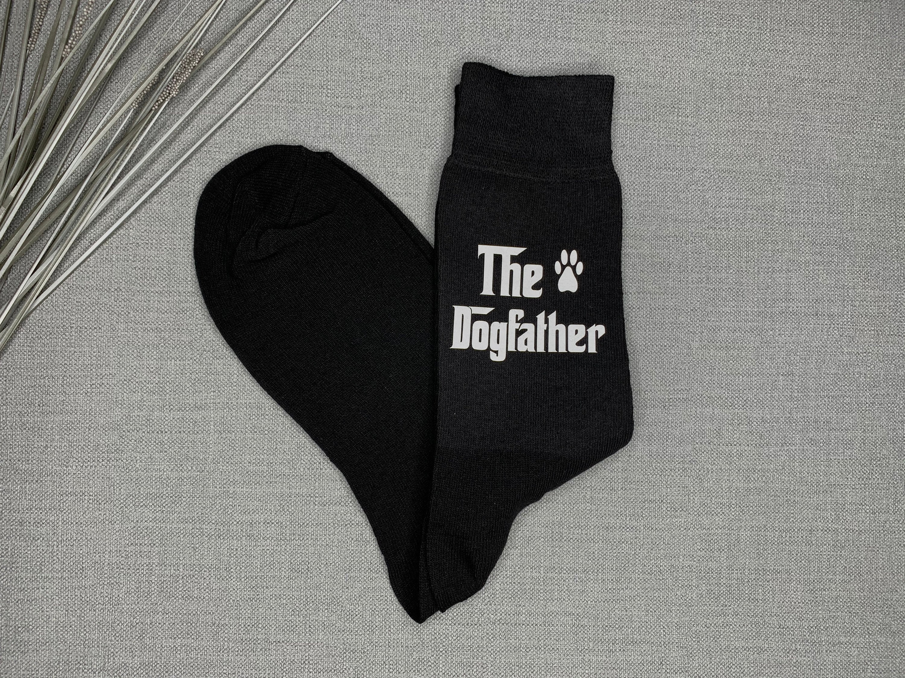 Image of Dogfather Socks, Christmas Gift From The Dog, Vinyl Printed Men's Birthday From Dog Dad, Socks