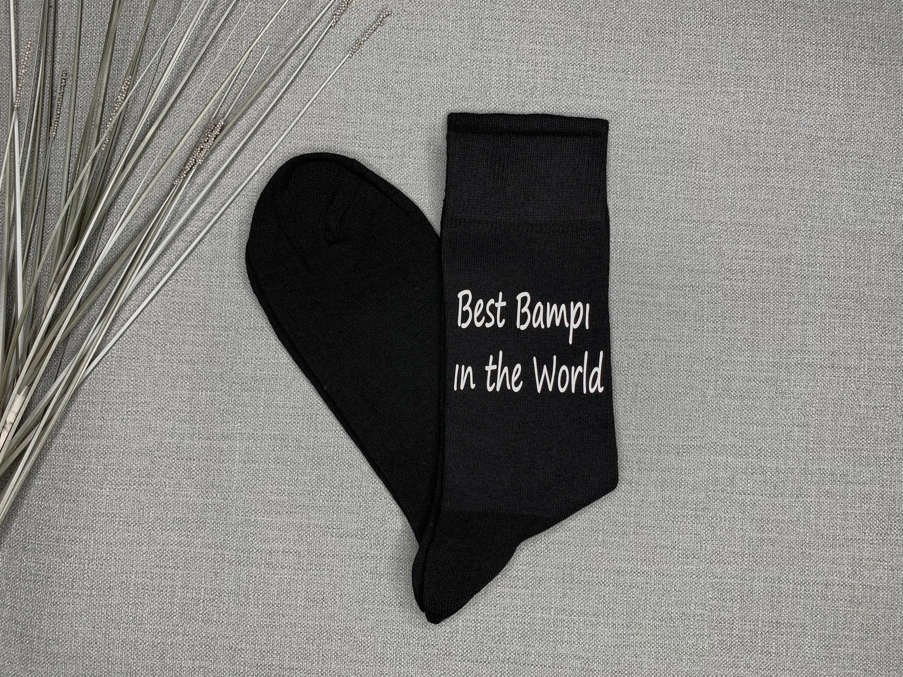 Image of Best Bampi in The World Mens Black Vinyl Printed Socks Grandfather Fathers Day Gift Grandad Christmas
