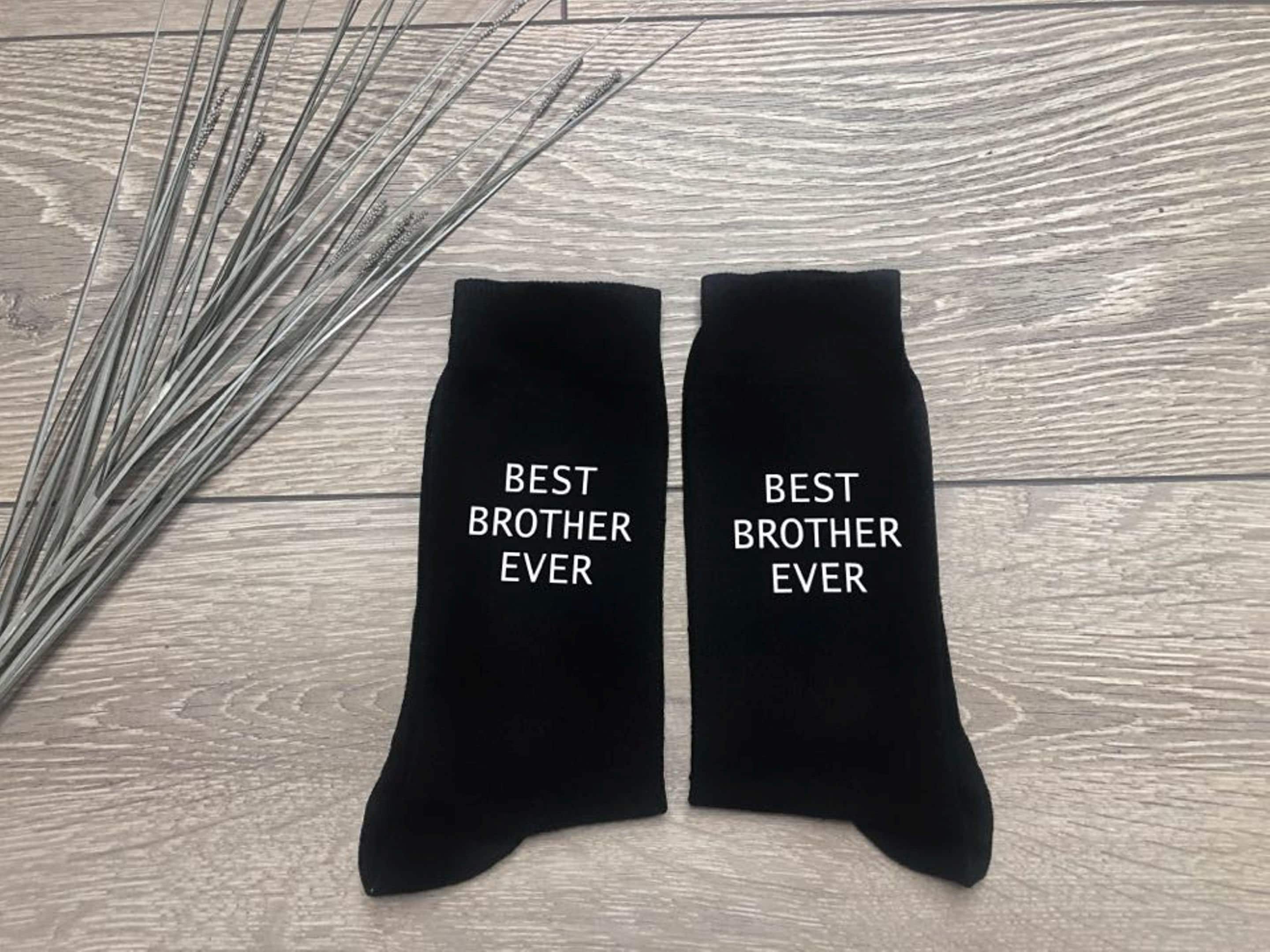 Image of Best Brother Ever Mens Black Novelty Socks Vinyl Printed Birthday Gift Christmas