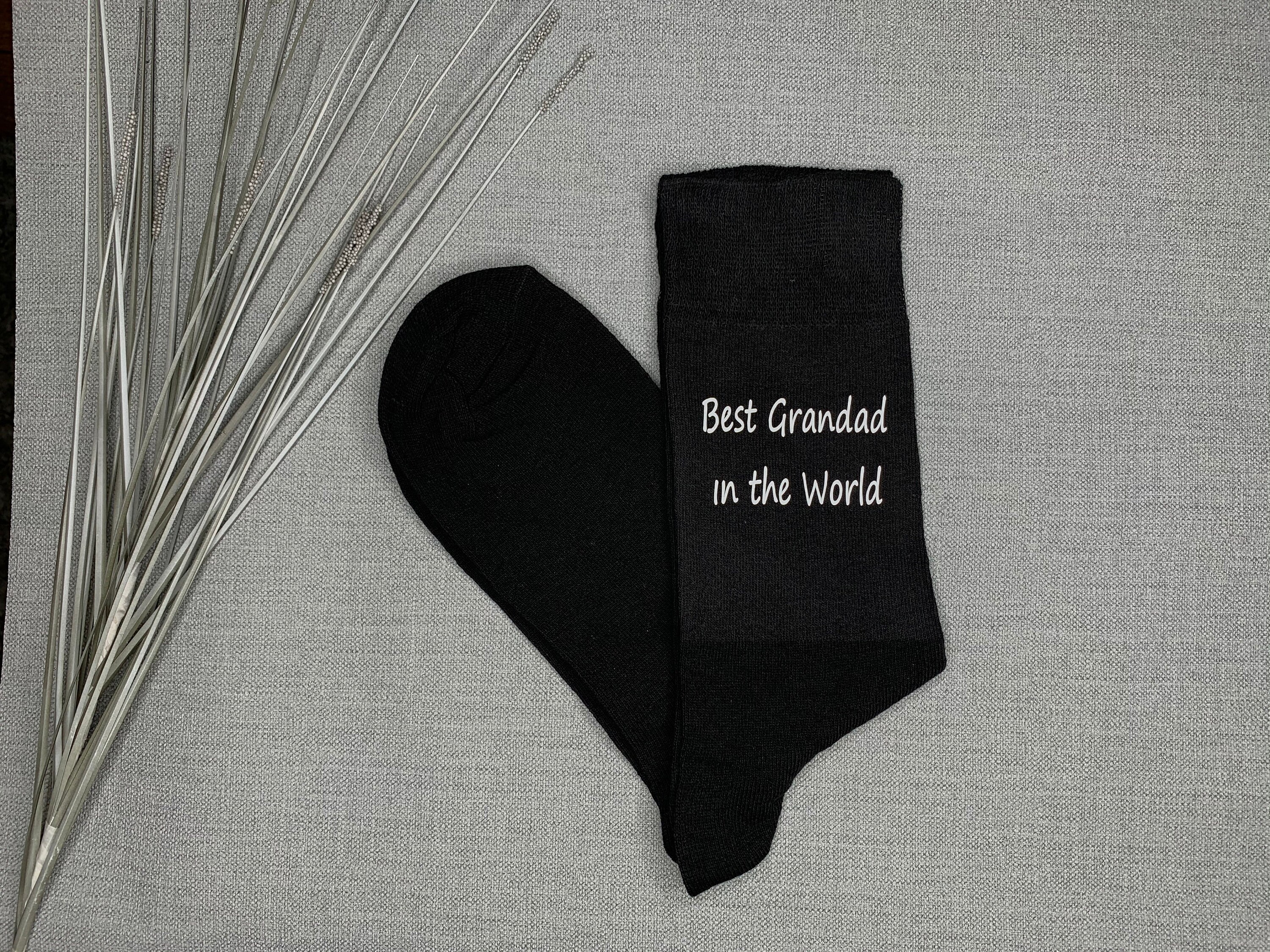 Image of Best Grandad in The World Mens Black Vinyl Printed Socks Grandfather Christmas Gift Birthday Fathers Day