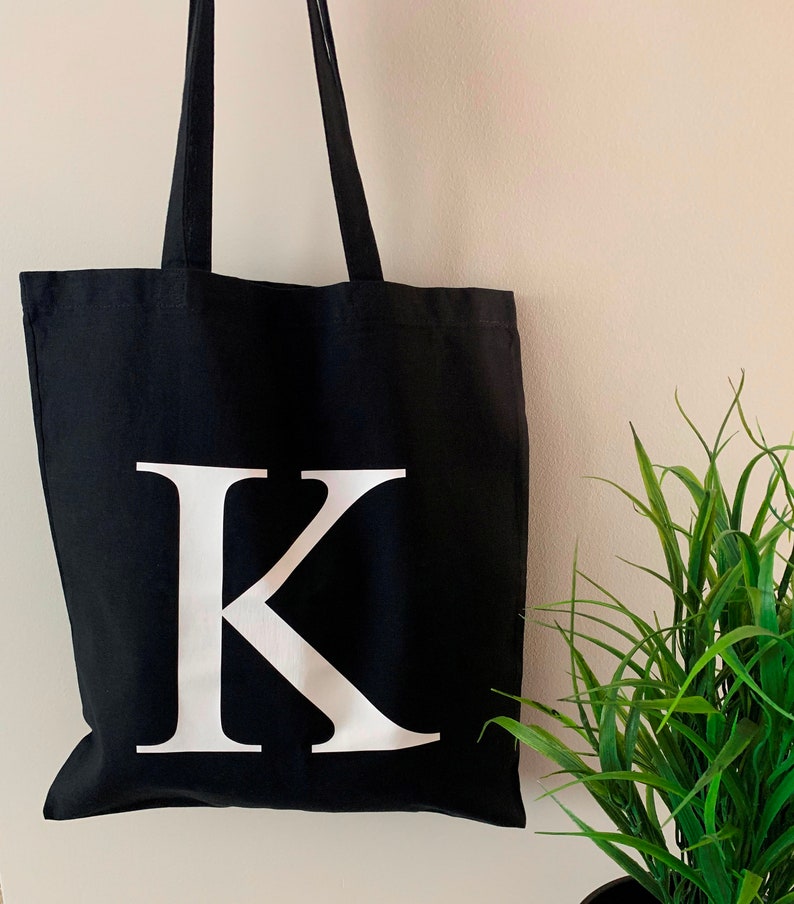 Personalised Alphabet Tote Bag Any Letter Tote Bags Personalised Custom Printed Tote Bag Xmas Gift Personalised Black Tote Bag