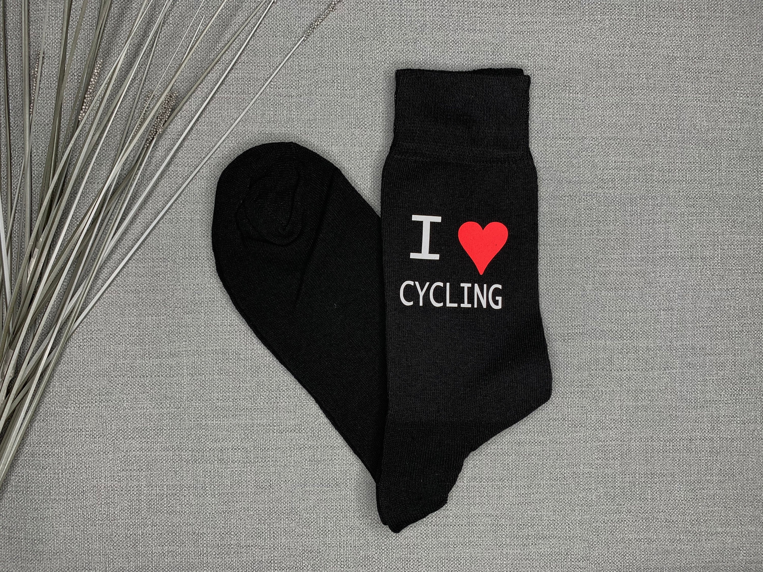 Image of Cyclist Gift I Love Cycling Men's Socks Vinyl Printed Ideal Novelty Christmas Birthday Valentines Secret Santa