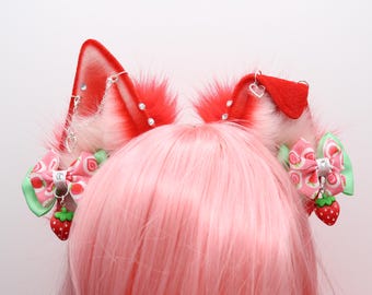 Strawberry Red Puppy Ears - Dog Ears Headband, Faux Fur Realistic Puppy Ears, Cosplay Ears, Puppy Petplay, Bendable Furry Ears, Therian Ears