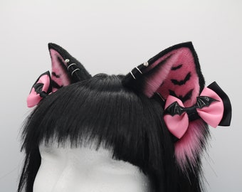 Pink Bat Kitty Cat Ears - Cat Ears Bandeau, Neko Ears, Fausse Fourrure Realistic Kitty Ears, Cosplay Anime Ears, Petplay Kitten MTO