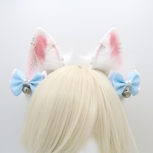 White Puppy Ears - Puppy Dog Ears Headband, Neko Cat Ears, Faux Fur Realistic Puppy Dog Ears, Cosplay Anime Ears, Petplay Puppy MTO