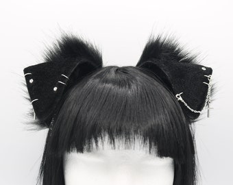 Gothic Black Floppy Puppy Ears - Puppy Dog Ears Headband, Floppy Dog Ears, Faux Fur Realistic Dog Ears, Cosplay Anime Ears, Petplay Puppy