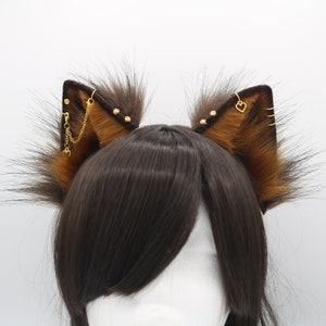 Brown Fluffy Kitty Cat Ears - Cat Ears Headband, Neko Ears, Faux Fur Realistic Kitty Ears, Cosplay Anime Ears, Petplay Kitten MTO