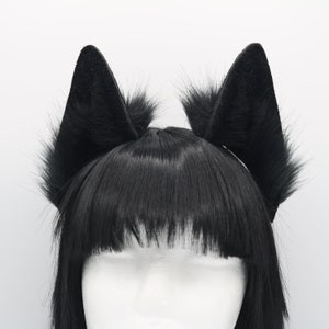 Gothic Black Puppy Ears Puppy Dog Ears Headband, Neko Cat Ears, Faux Fur Realistic Puppy Dog Ears, Cosplay Anime Ears, Petplay Puppy MTO Style D