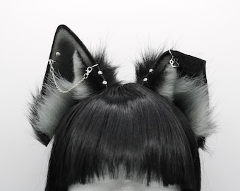 Grey Wolf Puppy Ears - Dog Wolf Ears Headband, Faux Fur Realistic Puppy Ears, Cosplay Ears, Puppy Petplay, Bendable Furry Ears, Therian Ears