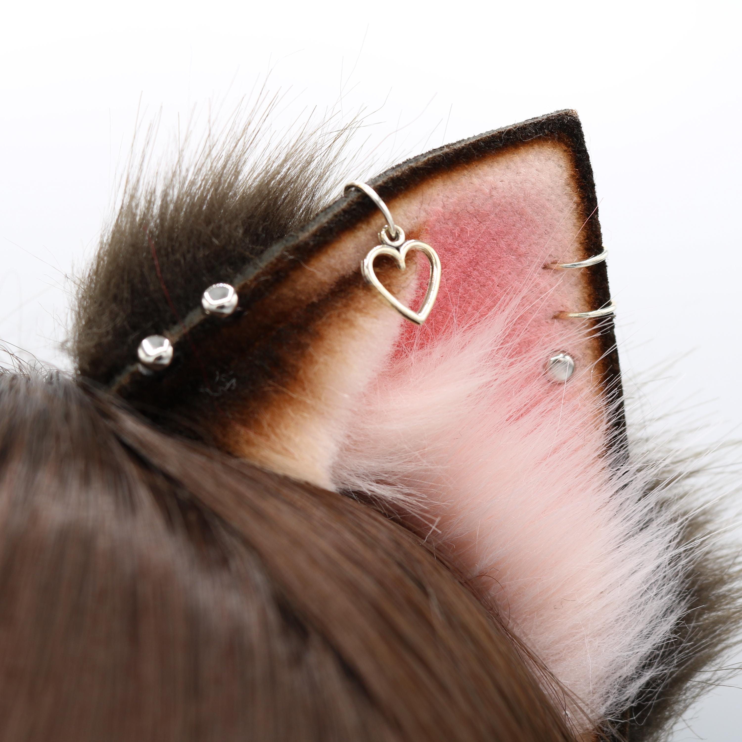 Brown and Pink Kitty Cat Ears - Cat Ears Headband, Faux Fur Realistic ...