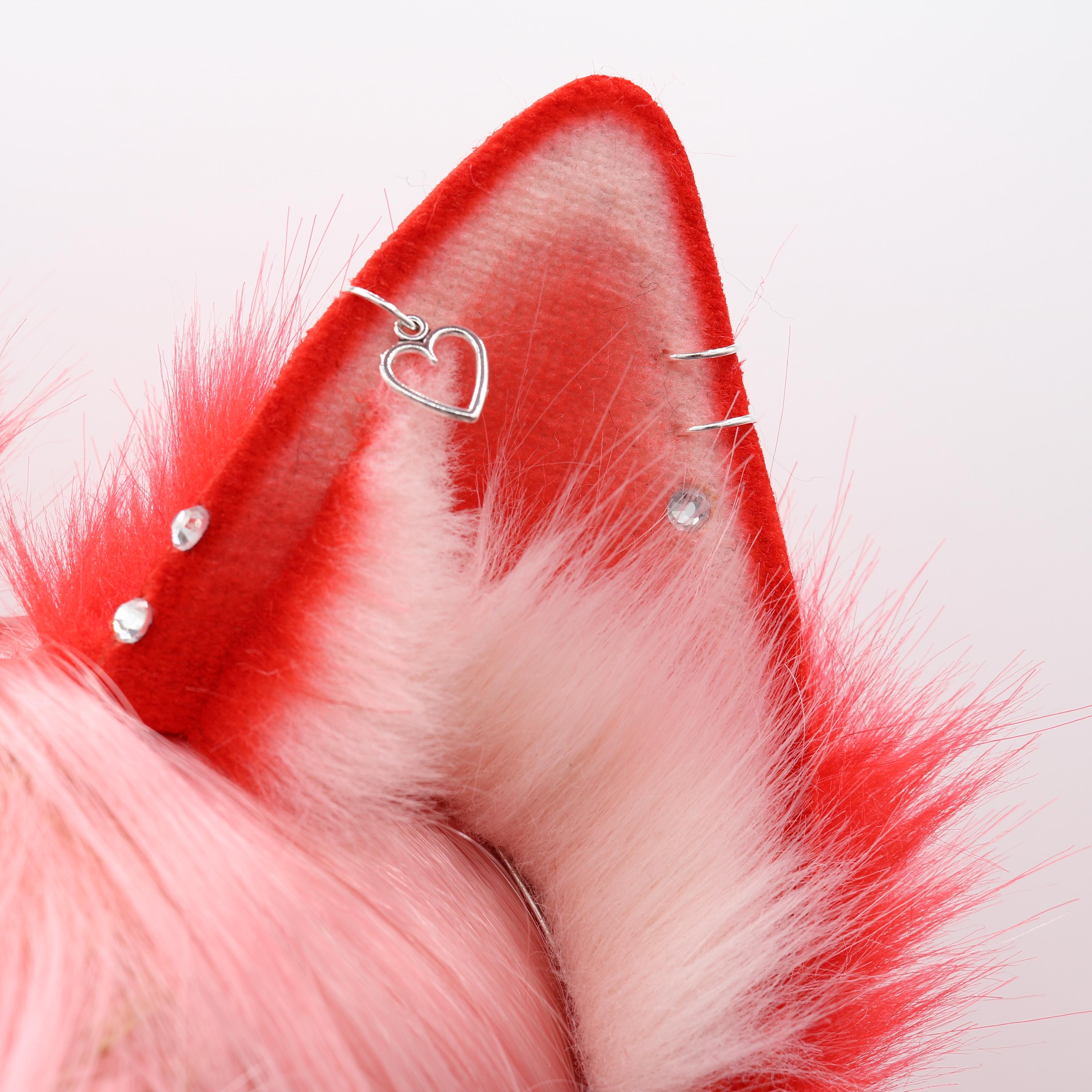 Red Realistic Ear Strawberry Red Puppy Ears - Dog Ears Headband, Faux Fur Realistic Puppy ...