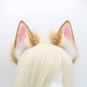 Blonde Beige Puppy Ears - Dog Ears Headband, Faux Fur Realistic Puppy Ears, Cosplay Ears, Puppy Petplay, Bendable Furry Ears, Therian Ears