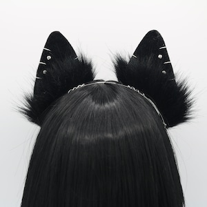 Gothic Black Puppy Ears Puppy Dog Ears Headband, Neko Cat Ears, Faux Fur Realistic Puppy Dog Ears, Cosplay Anime Ears, Petplay Puppy MTO image 7