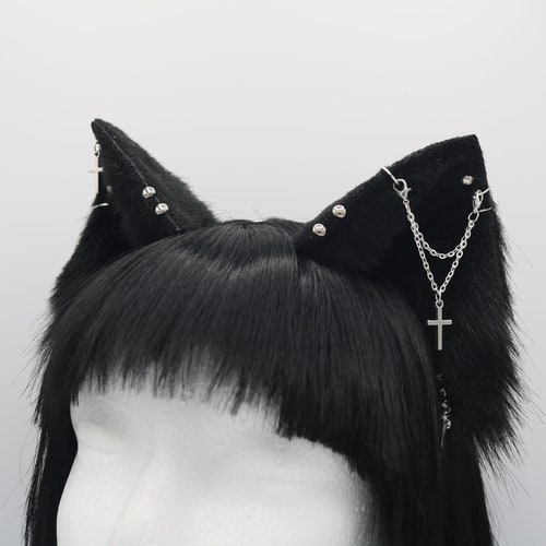 Gothic Black Kitty Cat Ears Cat Ears Headband Neko Ears Etsy