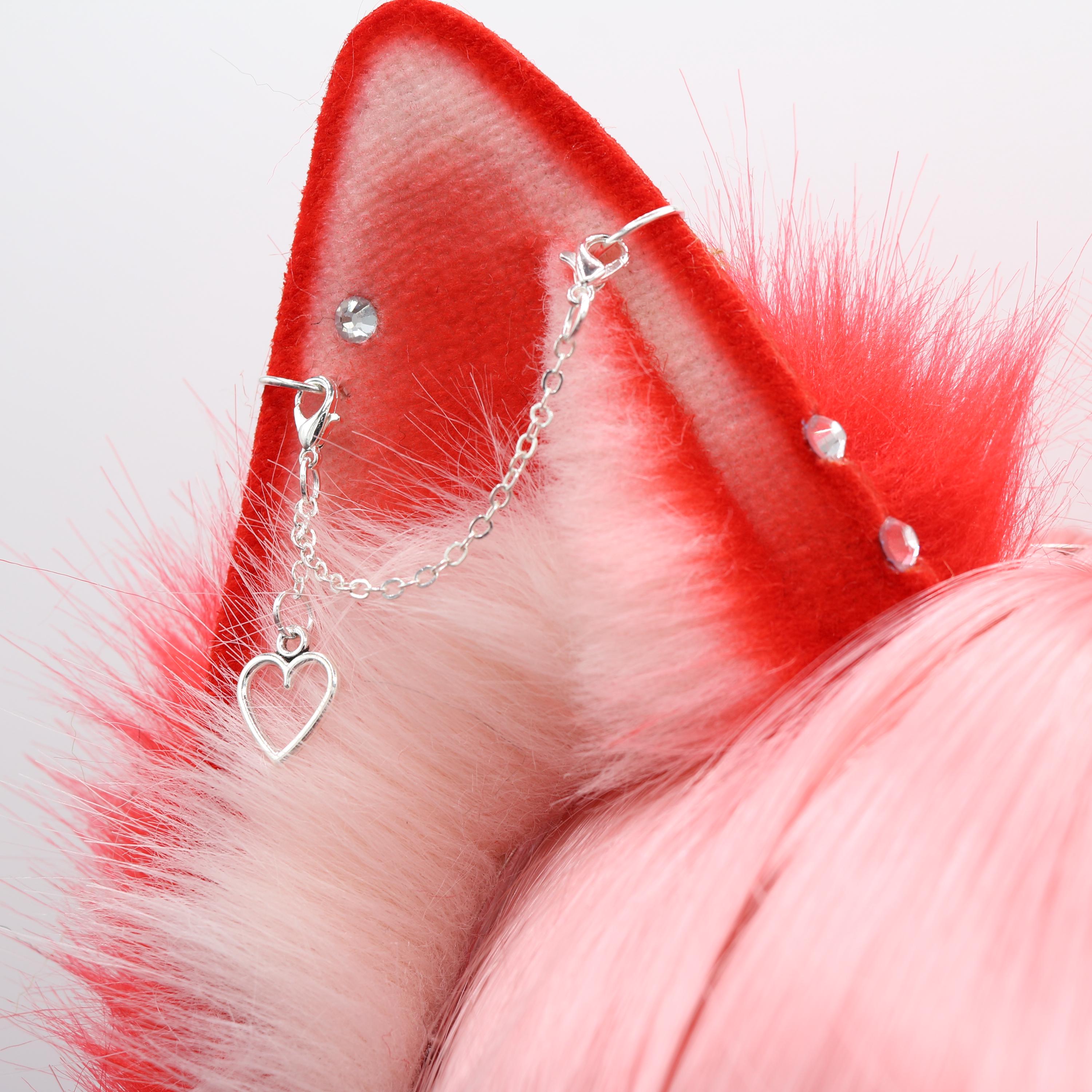 Red Realistic Ear Strawberry Red Puppy Ears - Dog Ears Headband, Faux Fur Realistic Puppy ...