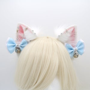 White Fluffy Kitty Cat Ears - Fluffy Cat Ears Headband, Neko Kitty Ears, Faux Fur Realistic Cat Ears, Cosplay Anime Ears, Petplay Kitten MTO