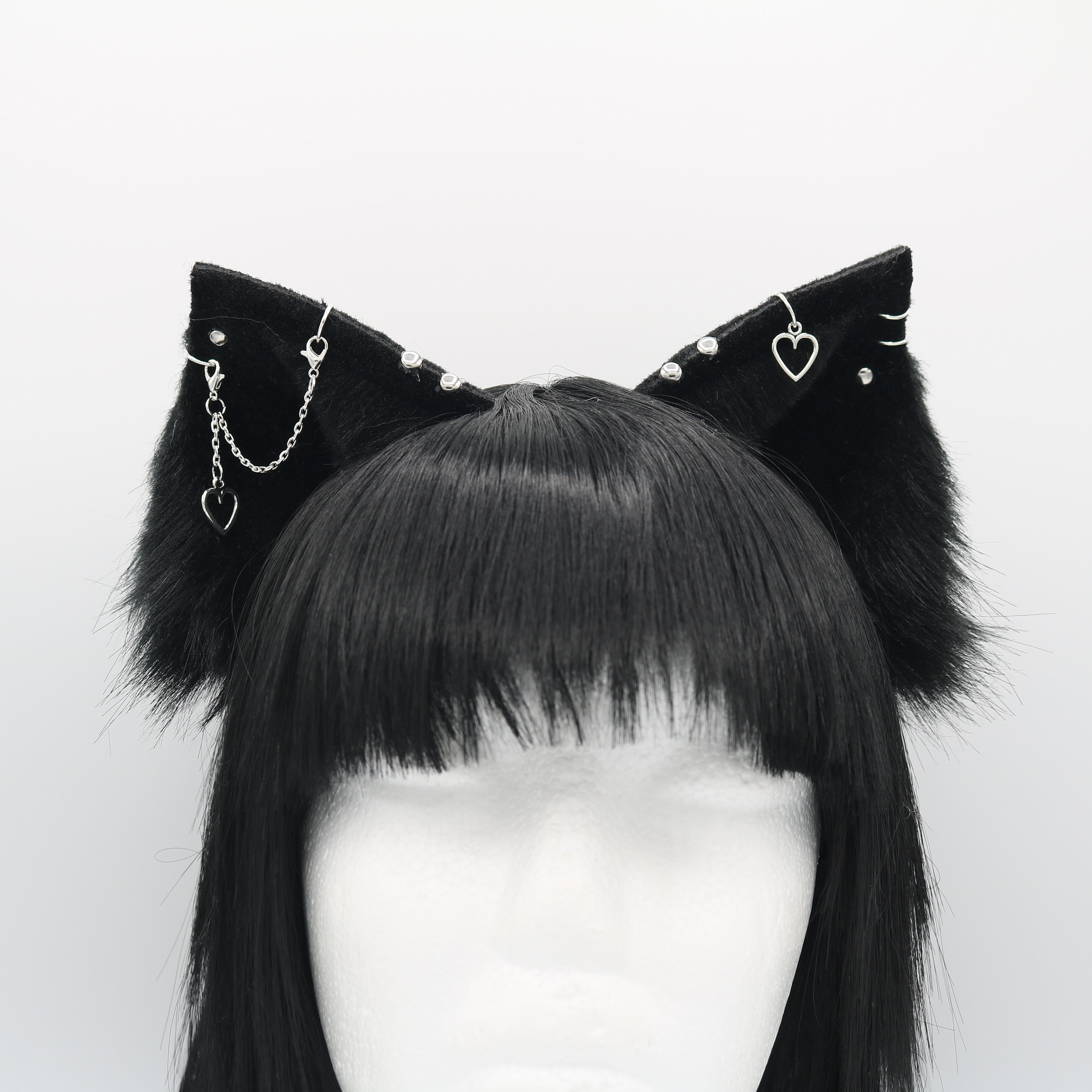 Gothic Black Kitty Cat Ears - Cat Ears Headband, Neko Ears, Faux 