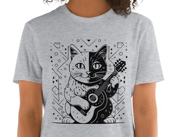 Electric Guitar Cat T-Shirt, Music Lover Gift