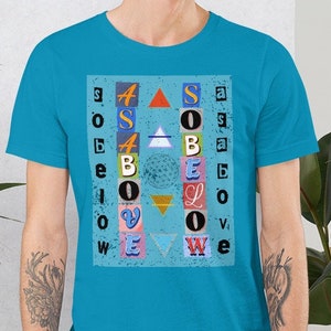 Four Elements Symbol Unisex t-shirt, As Above so Below T-Shirt, Hermetic Shirt about Magical Wisdom for Wicca people and Mystery Lovers