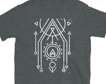 Sacred Geometry Shirt For Men magical symbols Men&#39;s T-shirt Psytrance Burning Man Festival Clothing Psychedelic Tattoo Style Sacred Geometry
