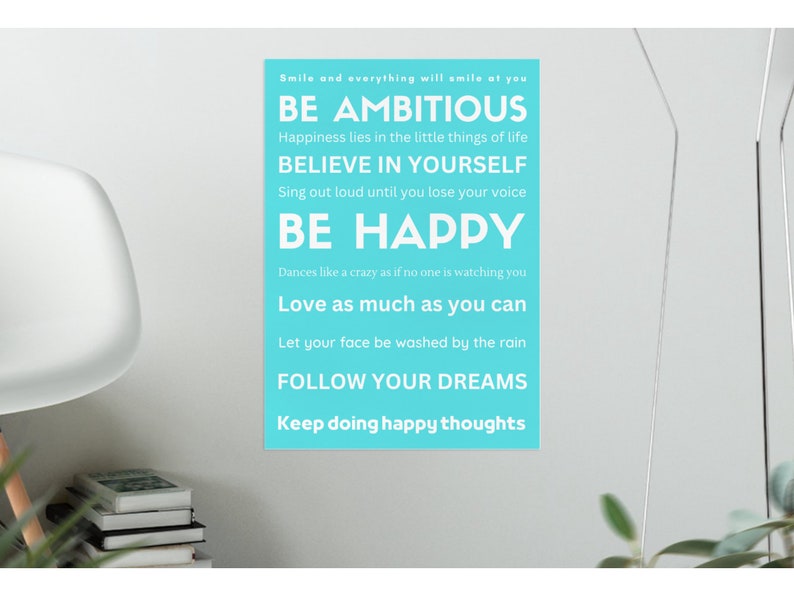 Inspirational Quote Poster: Be Ambitious, Be Happy (digital Download ...