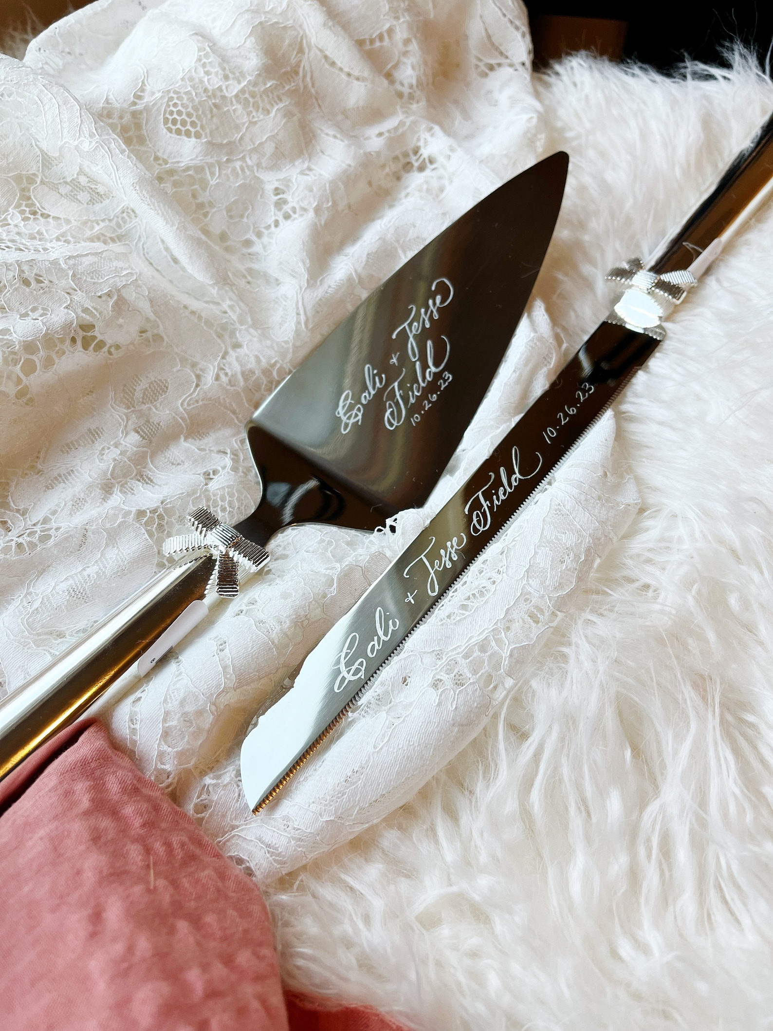 Personalized Cake Knife and Server Set | ENGRAVING ONLY | Engraved Wedding or Anniversary Cake Cutting Gift for Couples | Unique Keepsake |