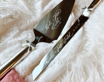 Personalized Cake Knife and Server Set | Engraved Wedding or Anniversary Cake Cutting Gift for Couples | Unique Keepsake | Something New