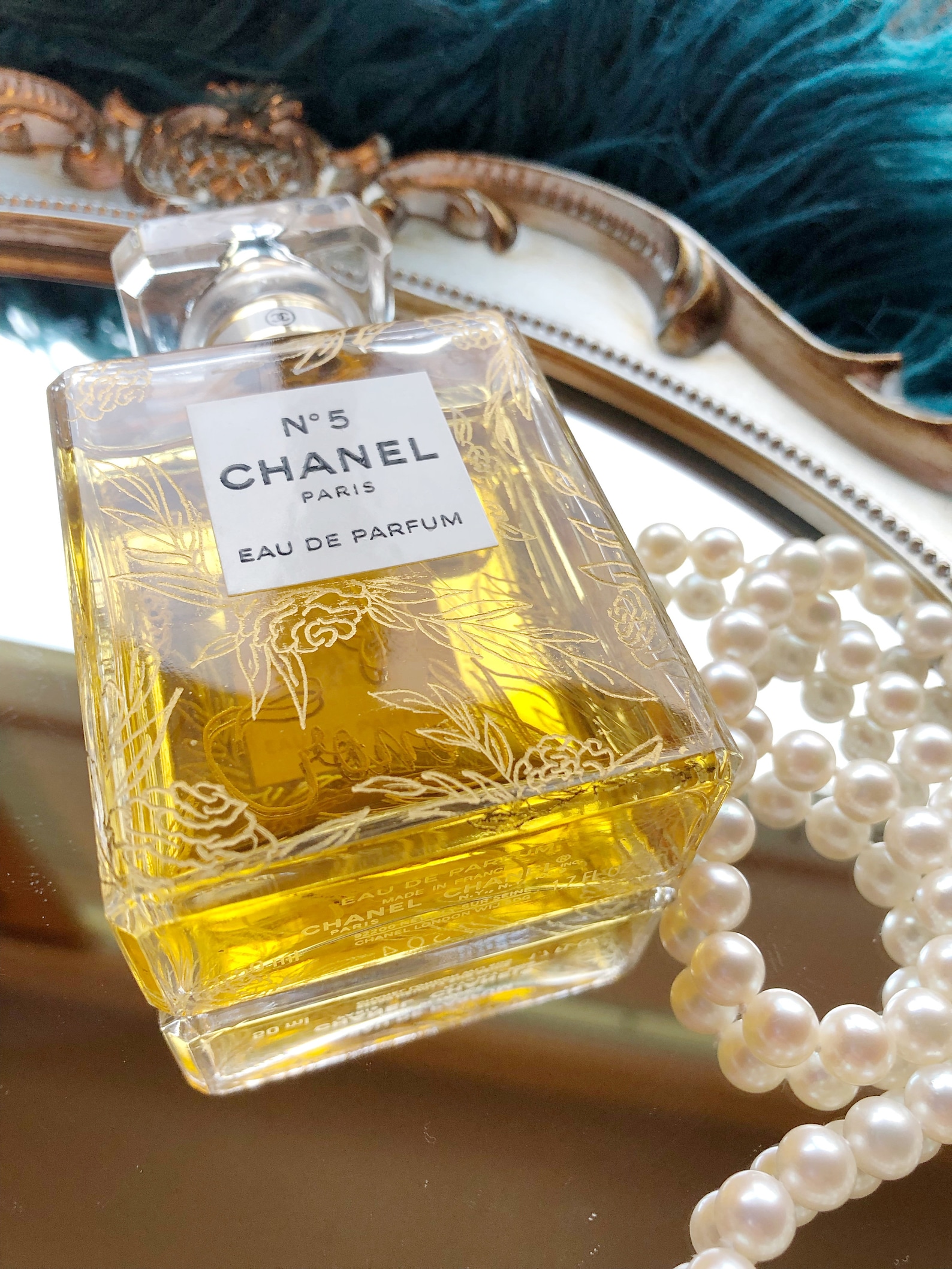 Floral Engraved Perfume Bottle Personalized Perfume Custom - Etsy