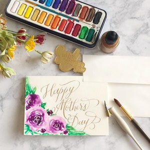 Biglietto d'auguri dipinto a mano per la festa della mamma, biglietto fatto a mano, biglietto calligrafico, biglietto unico, posta felice, regalo unico, arte personalizzata, biglietto personalizzato, inchiostro