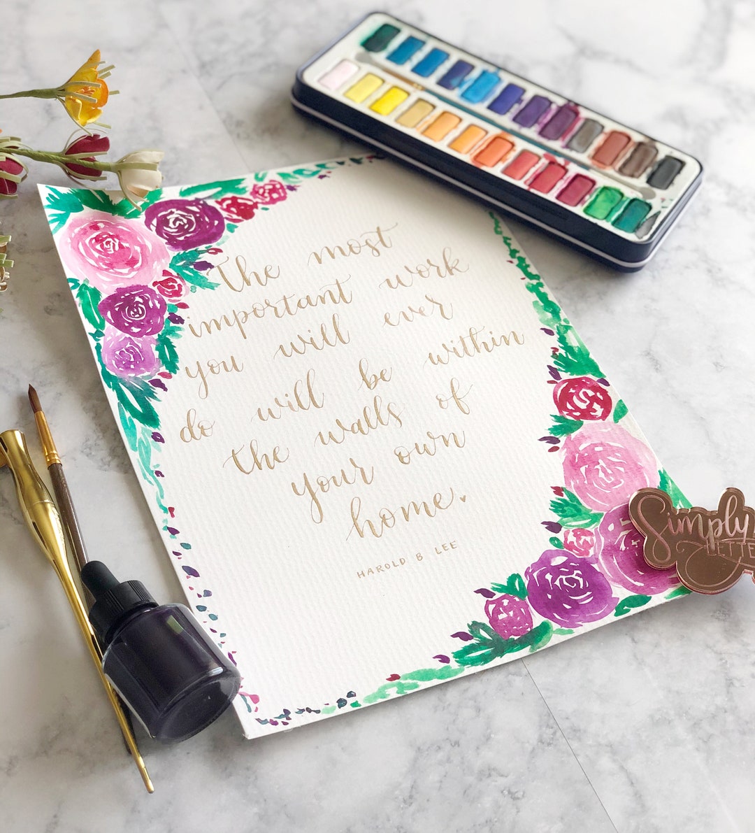 Custom Watercolor Quote, Custom Calligraphy Quote, Floral Quote ...