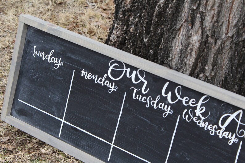 Wood Chalkboard Weekly Calendar farmhouse style weekly menu Etsy