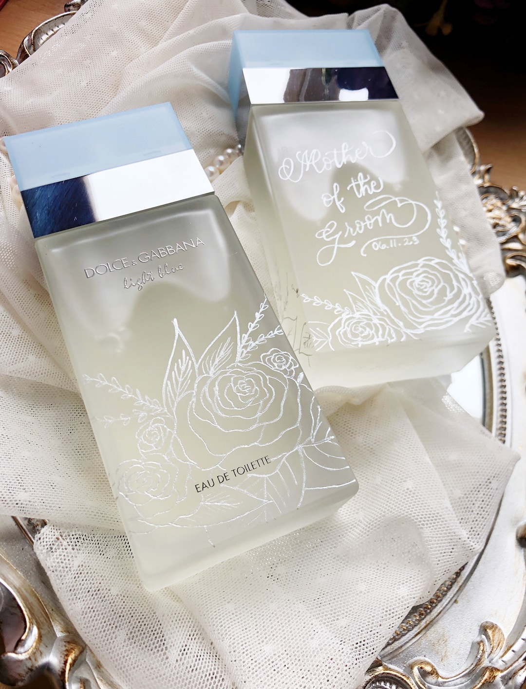 Floral Engraved Perfume Bottle, Personalized Perfume, Custom Perfume