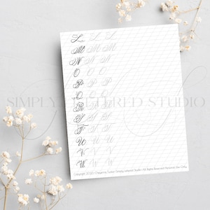 DIGITAL Copperplate Calligraphy Practice Sheets | Guide sheets | Hand lettering workbook | Pointed Pen | Uppercase | Calligrapher | Cursive