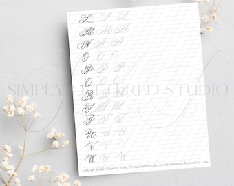 DIGITAL Copperplate Calligraphy Practice Sheets | Guide sheets | Hand lettering workbook | Pointed Pen | Uppercase | Calligrapher | Cursive