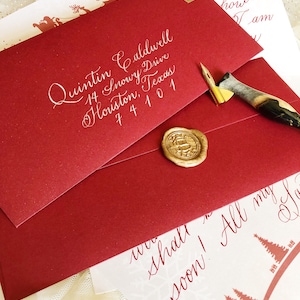 Auténtica carta de Papá Noel escrita a mano / Carta de sello de cera / Carta de Papá Noel / Carta de Papá Noel personalizada / Carta de caligrafía navideña