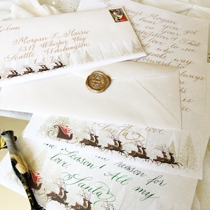 Auténtica carta de Papá Noel escrita a mano / Carta de Nochebuena / Carta de Papá Noel / Carta de Papá Noel personalizada / Carta de caligrafía navideña