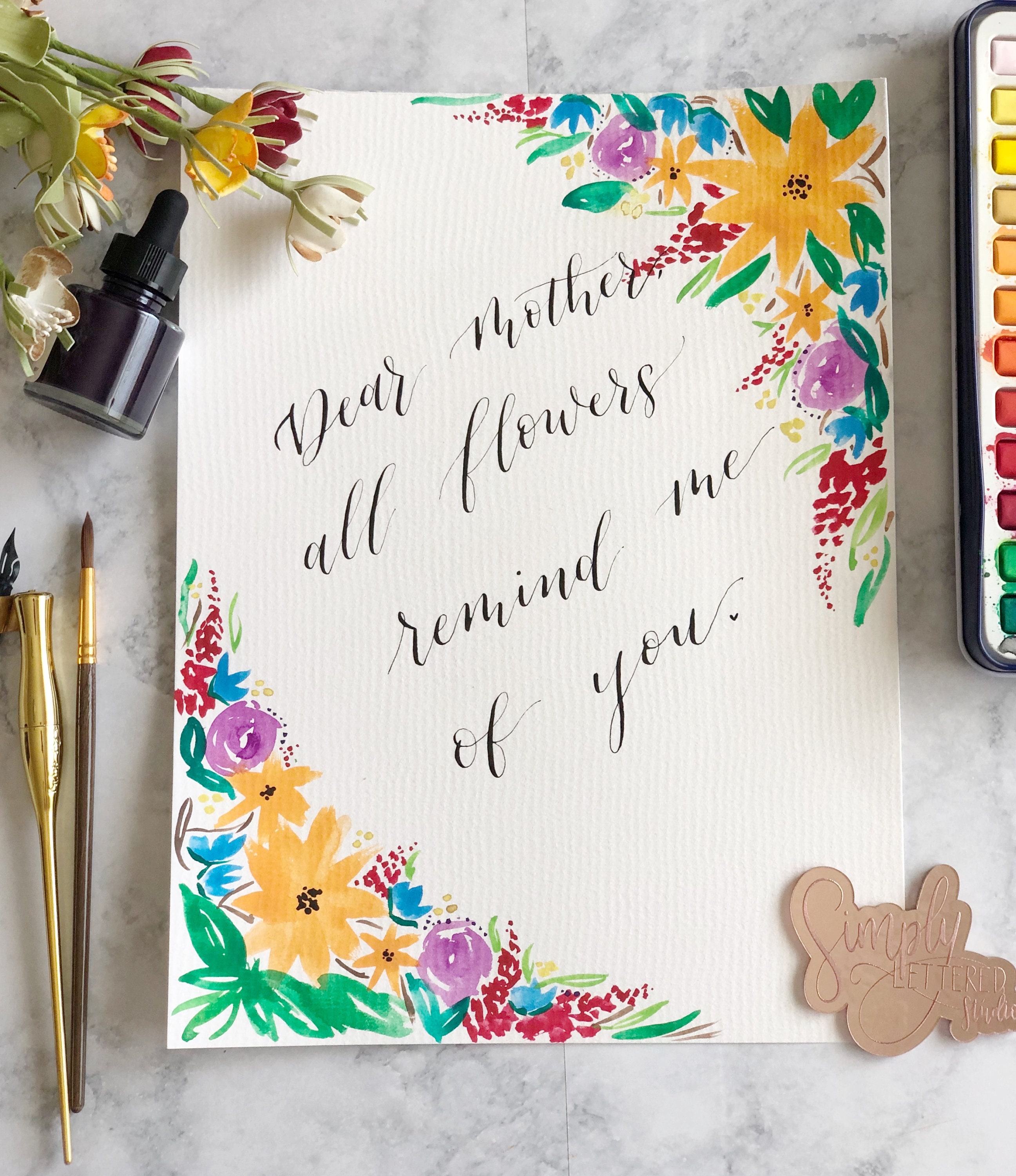 Aquarell Zitat aquarell Spruch florales Zitat Aquarell Etsy