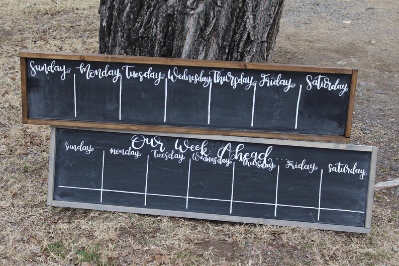 Wood Chalkboard Weekly Calendar farmhouse style weekly menu Etsy