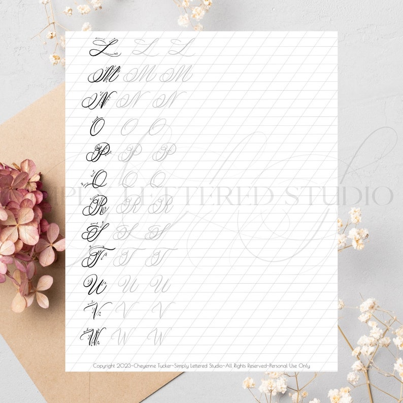 DIGITAL Copperplate Calligraphy Practice Sheets | Guide Sheets | Hand ...