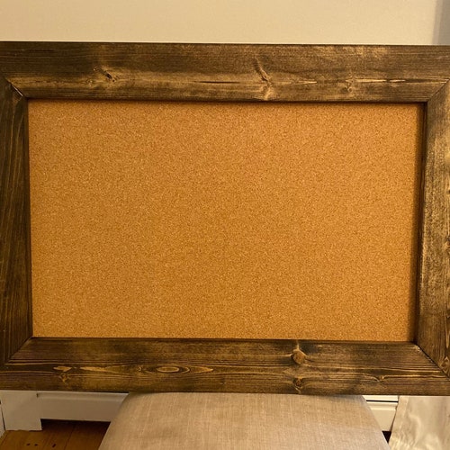Rustic Wood Framed Corkboard Bulletin Board Farmhouse Cork Etsy