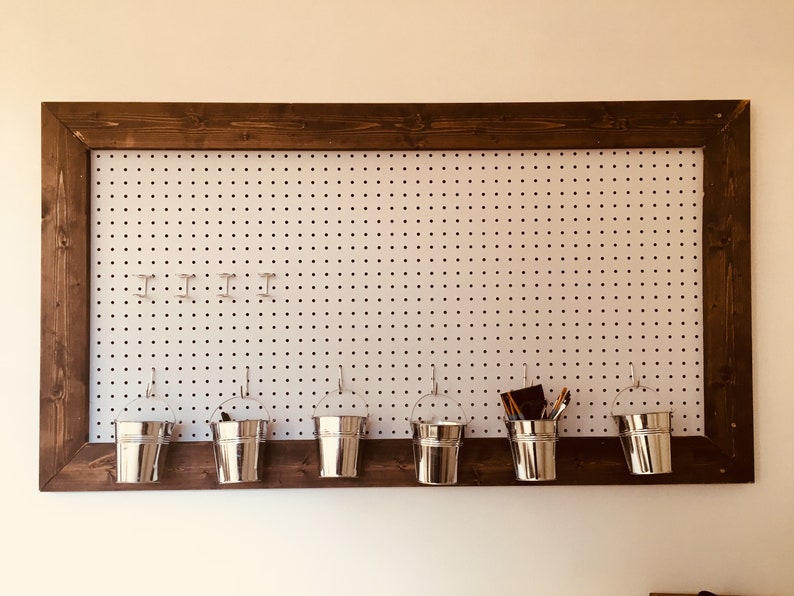 Rustic Wood Framed Pegboard Farmhouse Pegboard Nursery Etsy
