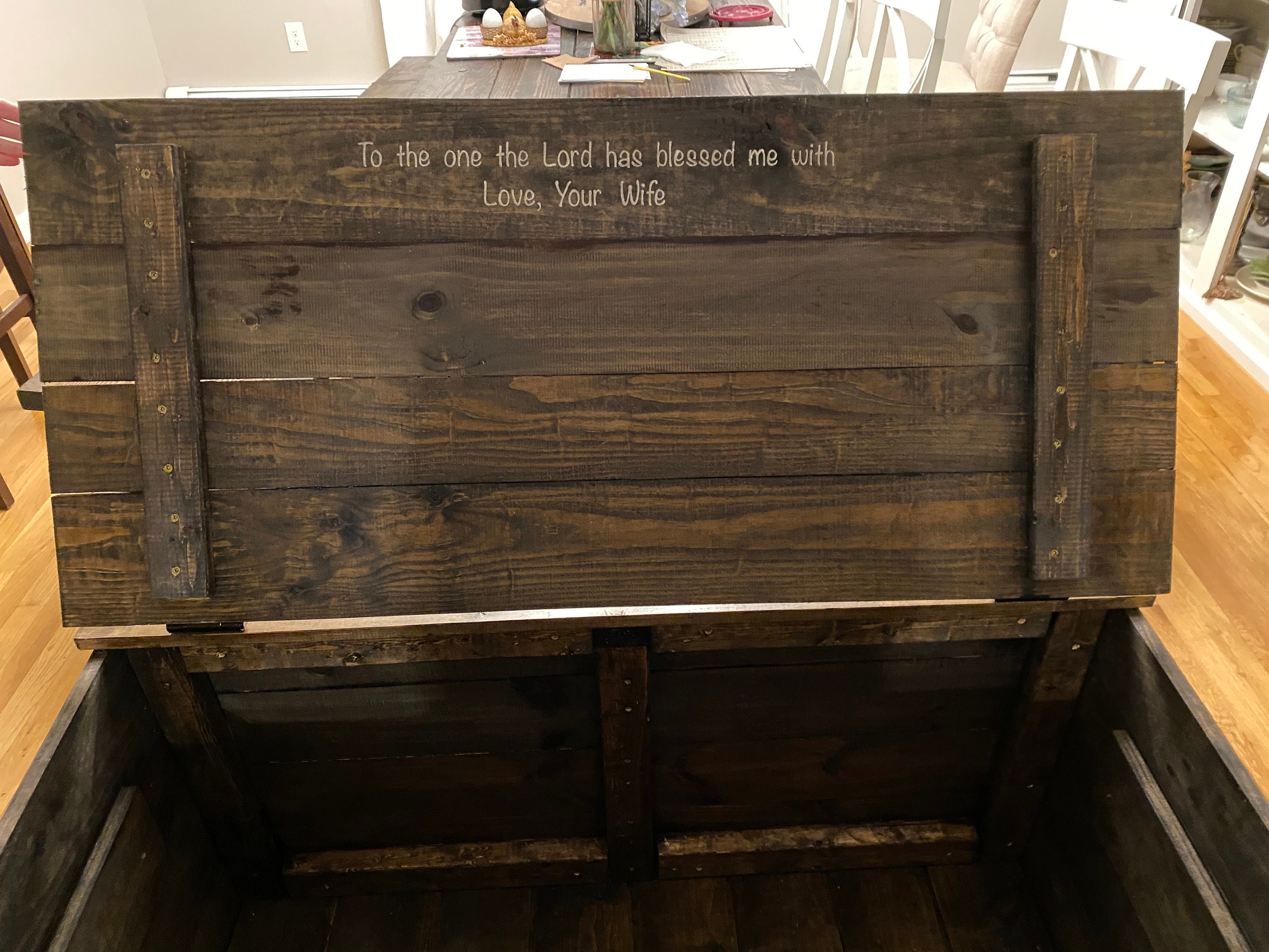 Farmhouse Wooden Storage Chest Rustic Stained Trunk Free Shipping