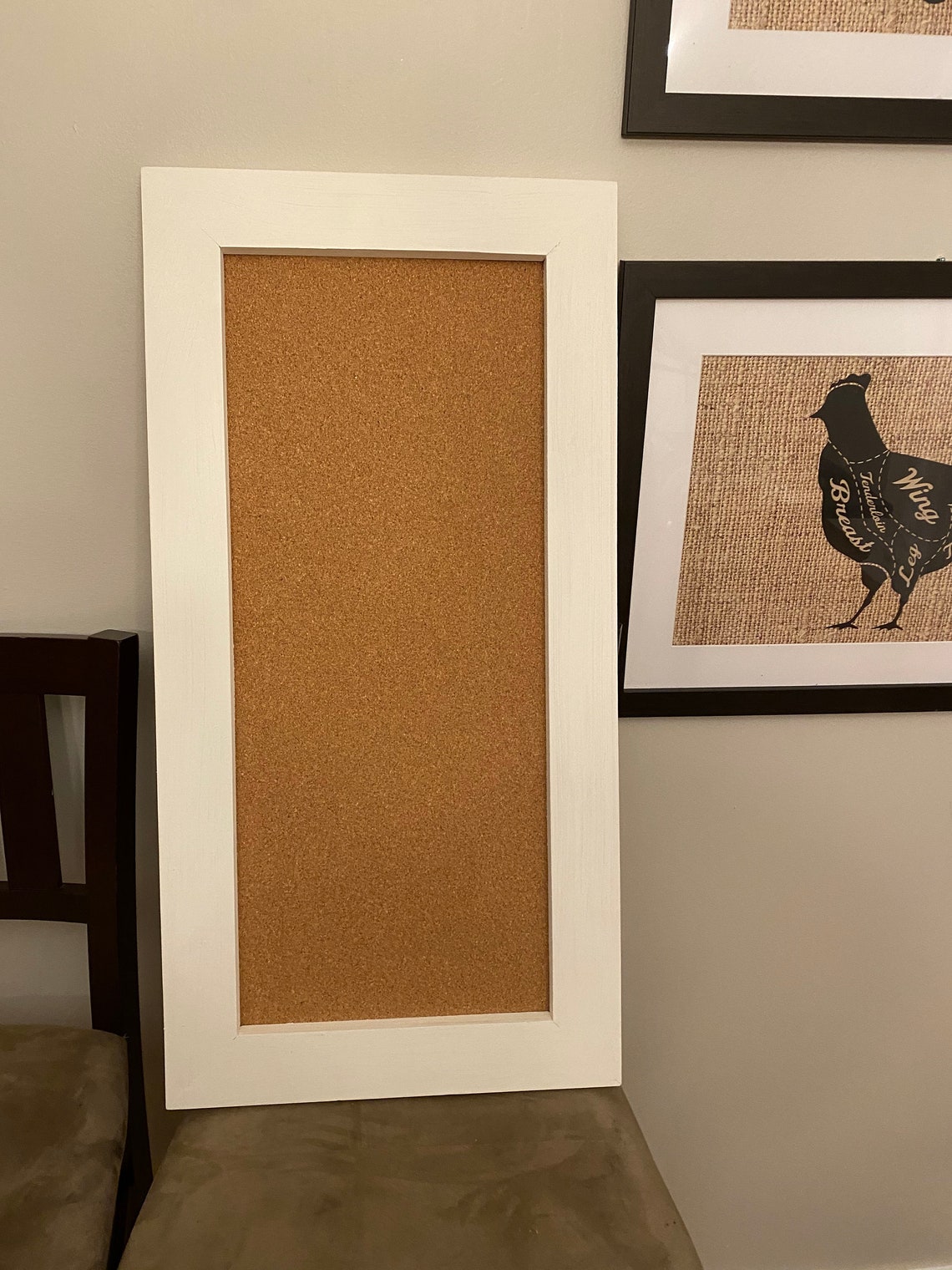 Rustic Wood Framed Corkboard Bulletin Board Farmhouse Cork Etsy