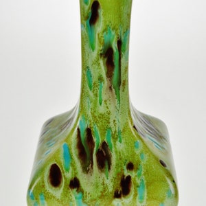 Vintage Peacock Feather Design Art Pottery Vase Artist Signed image 4